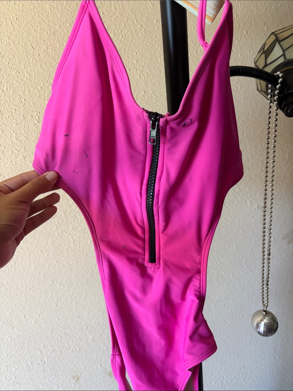 Bright Pink One-Piece Swimsuit with Front Zip
